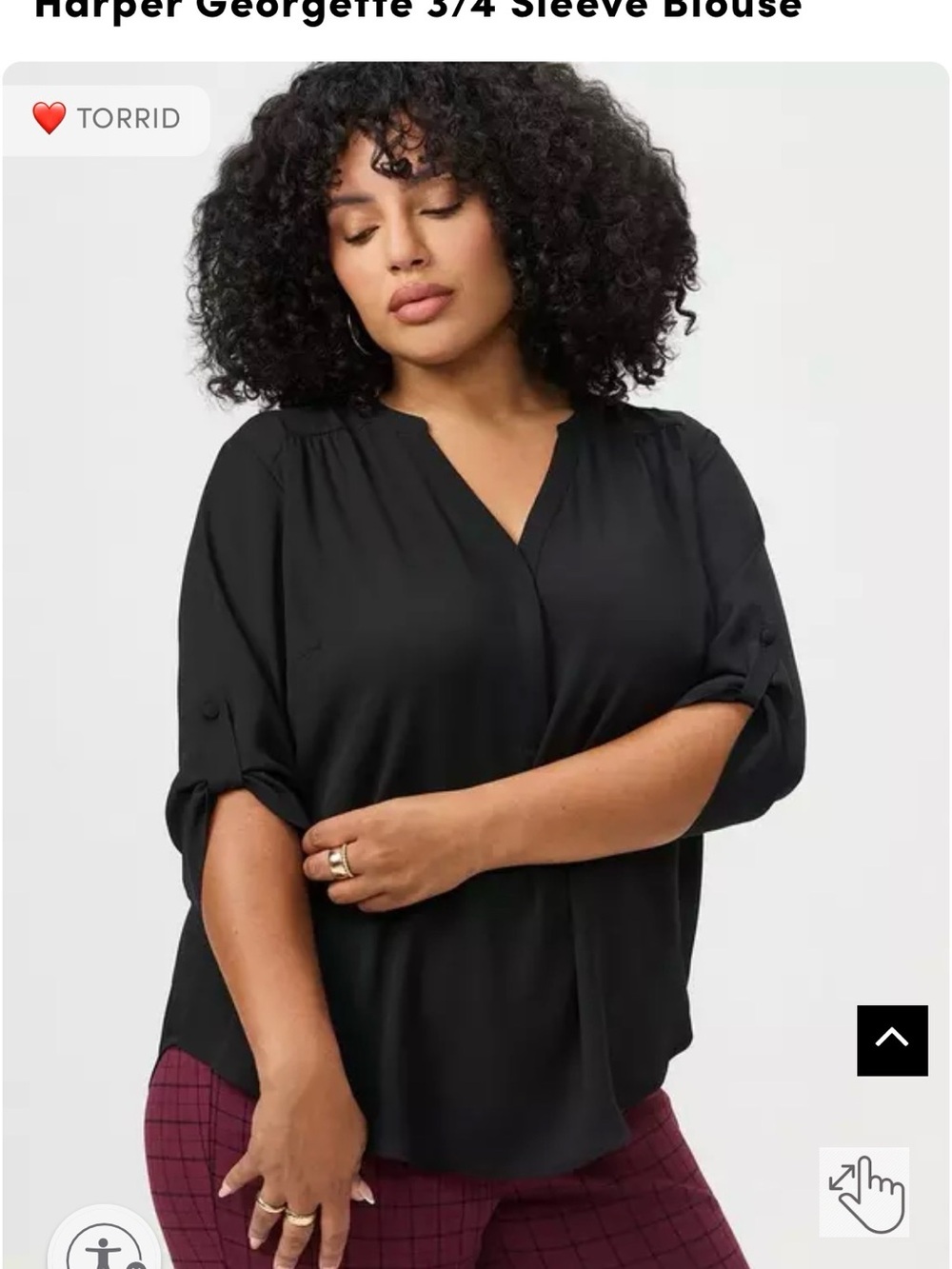 Torrid - Harper Georgette 3/4 Sleeve Blouse - Black